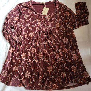 Timeson Burgundy Floral Blouse - NWT